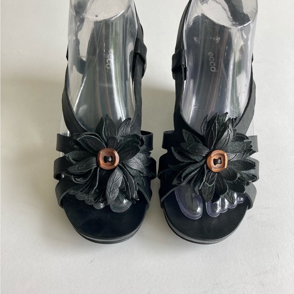 Ecco Black Leather Wedge Heeled Slingbacks size EUR 39, US 8.5 - Picture 7 of 13